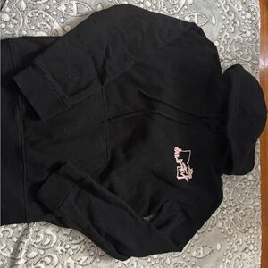 Black Hoodie with Pink Embroidery